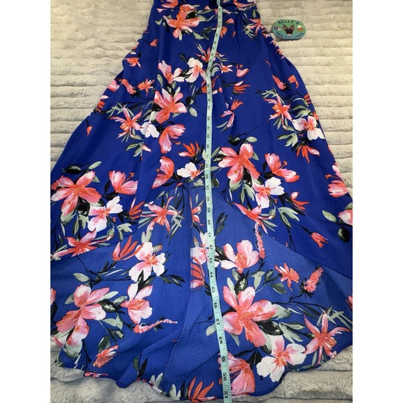 IZ Byer Maxi Dress Womens Small Blue Floral Babydoll Waist Tie Y2K Resort Beach - Picture 3 of 10